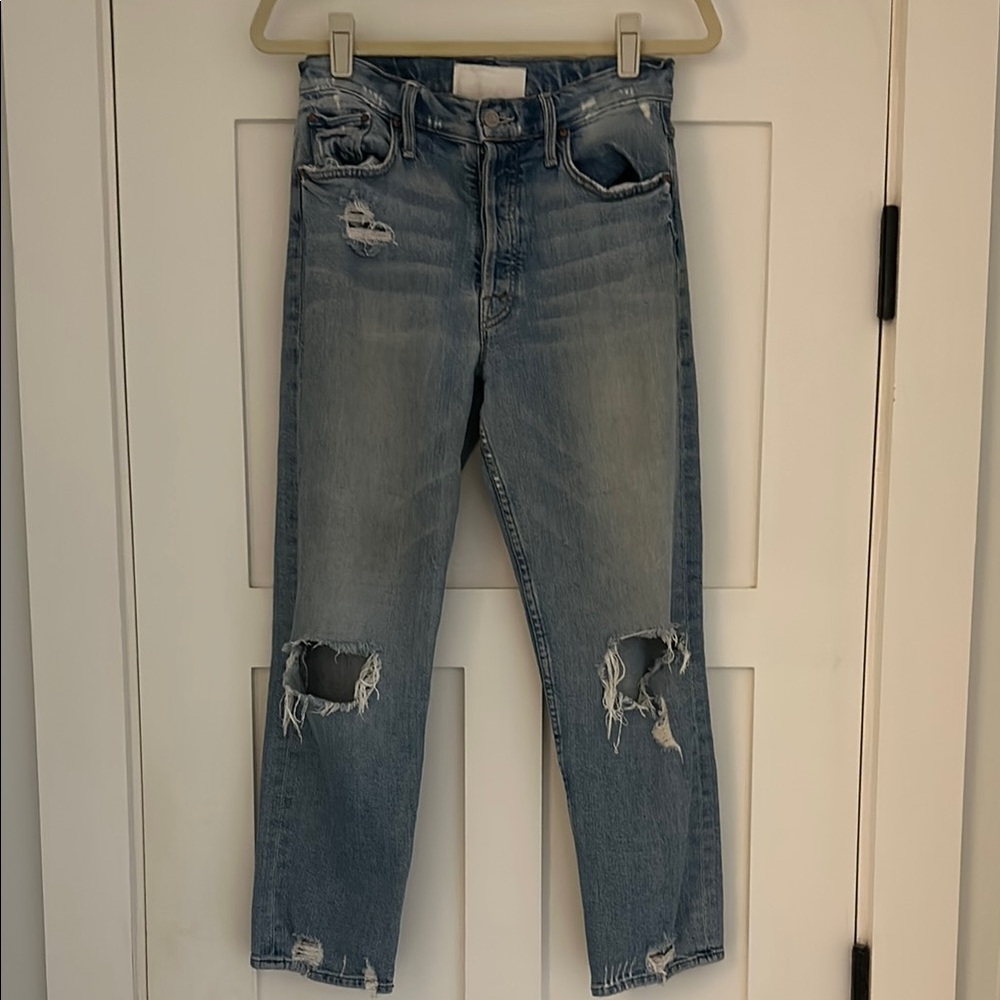 Distressed Blue Denim Jeans